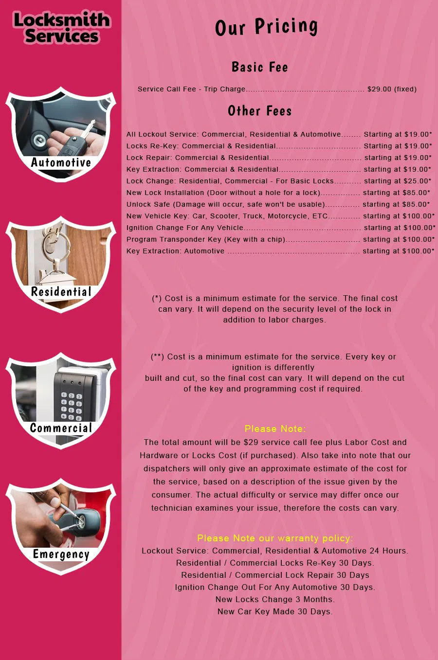 Lodi NJ Locksmith Store Lodi, NJ 973-512-5306 - price-list-c-18